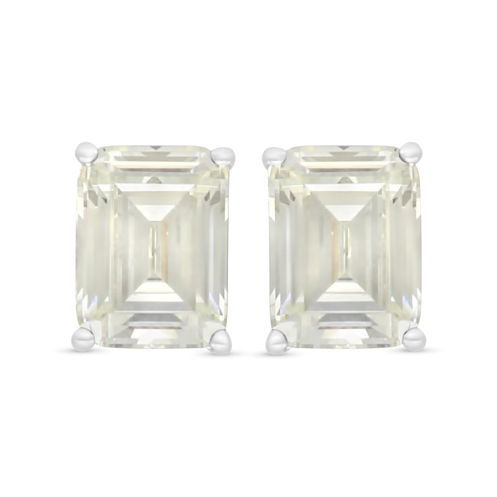 Sterling Silver 925 Earring Rhodium Plated Embedded With Yellow Diamond