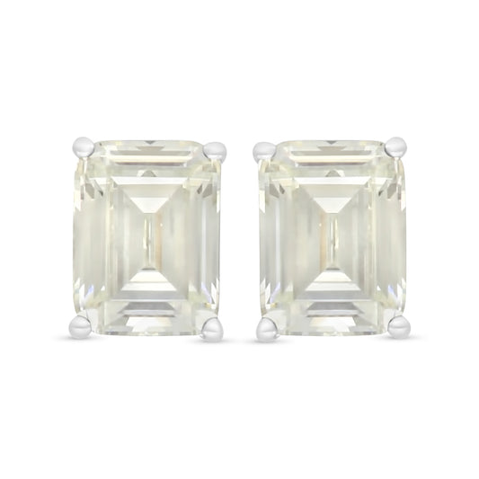 Sterling Silver 925 Earring Rhodium Plated Embedded With Yellow Diamond