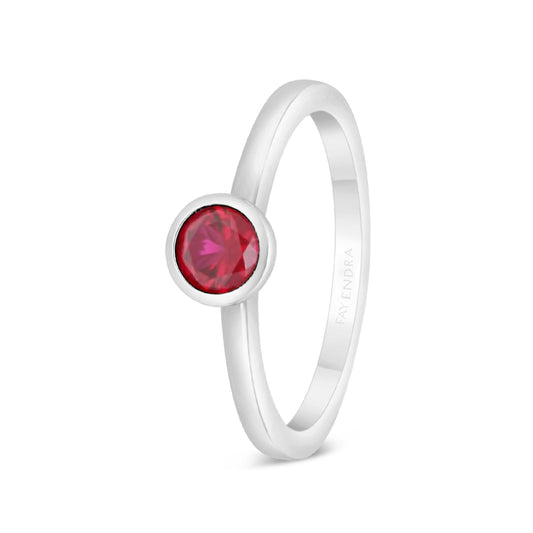 Sterling Silver 925 Ring Rhodium Plated Embedded With Ruby Corundum