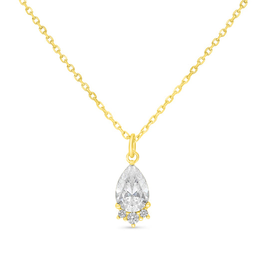 Sterling Silver 925 Necklace Golden Plated Embedded With White Zircon