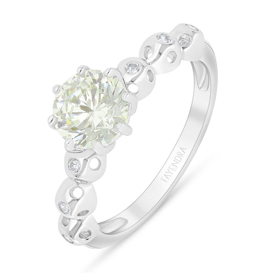 Sterling Silver 925 Ring Rhodium Plated Embedded With Diamond Zircon And White Zircon