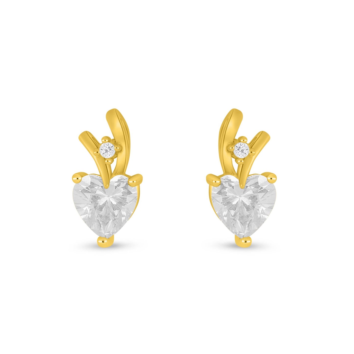 Sterling Silver 925 Earring Golden Plated Embedded With White Zircon