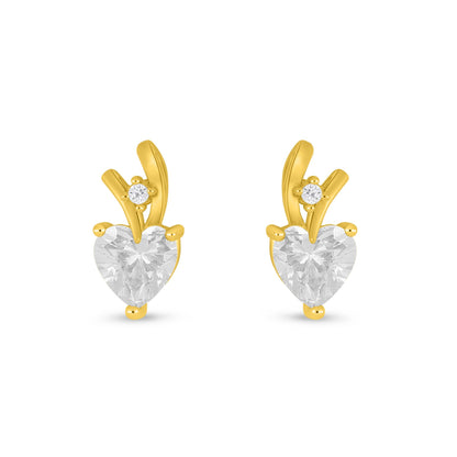 Sterling Silver 925 Earring Golden Plated Embedded With White Zircon