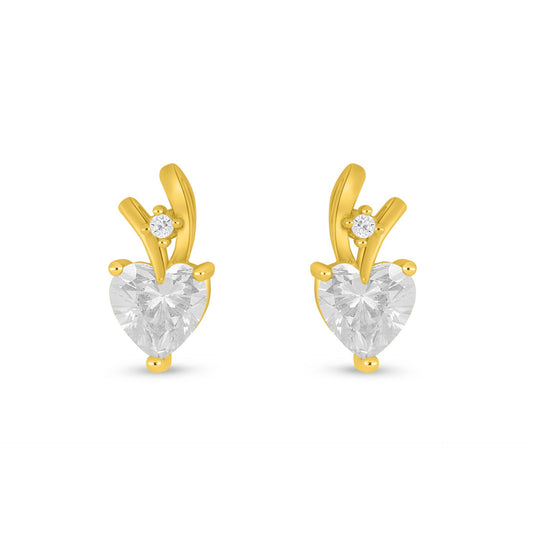 Sterling Silver 925 Earring Golden Plated Embedded With White Zircon