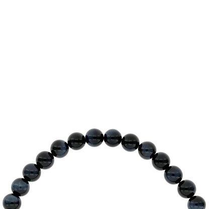 Rosary 45 Sterling Silver 925 Set Oxidized Embedded With Blue Tiger Eye Bead 08 ML LOGO