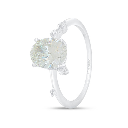 Sterling Silver 925 Ring Rhodium Plated Embedded With Diamond Zircon And White Zircon
