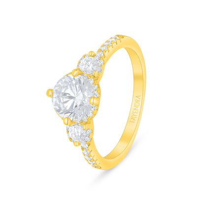 خاتم من الفضة الخالصة عيار 925 مطلي ذهبي مرصع فص ابيض