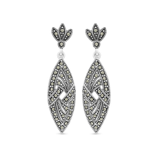 Sterling Silver 925 Earring Embedded With Marcasite Stones