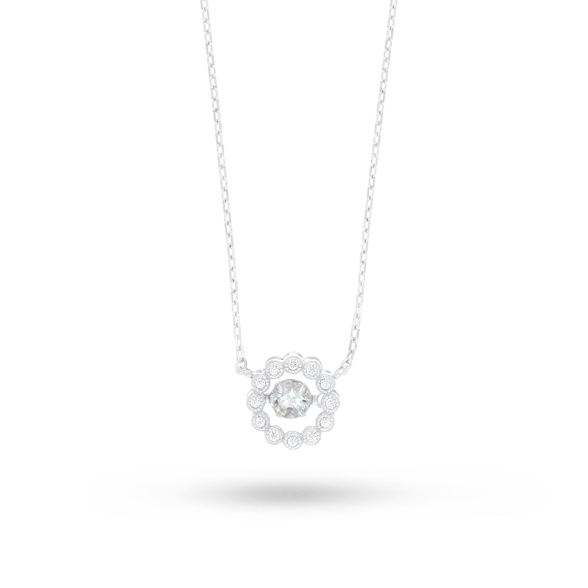 Sterling Silver 925 Necklace Rhodium Plated Embedded With Diamond Zircon And White Zircon