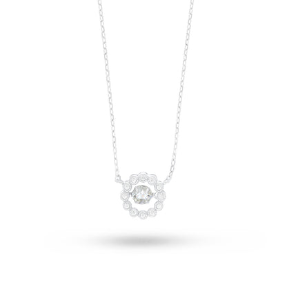 Sterling Silver 925 Necklace Rhodium Plated Embedded With Diamond Zircon And White Zircon