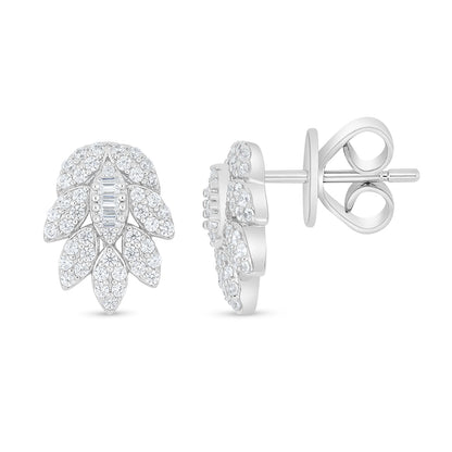 Sterling Silver 925 Earring Rhodium Plated Embedded With White Zircon