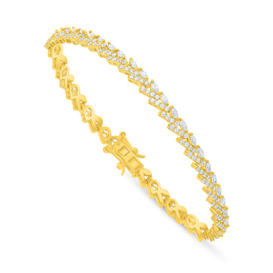 Sterling Silver 925 Bracelet Golden Plated Embedded With White Zircon