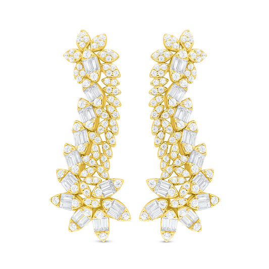 Sterling Silver 925 Earring Golden Plated Embedded With White Zircon