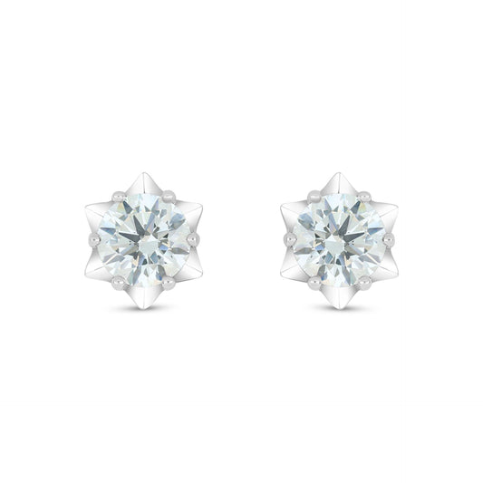 Sterling Silver 925 Earring Rhodium Plated Embedded With Diamond Zircon