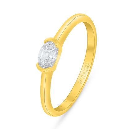 Sterling Silver 925 Ring Golden Plated Embedded With White Zircon