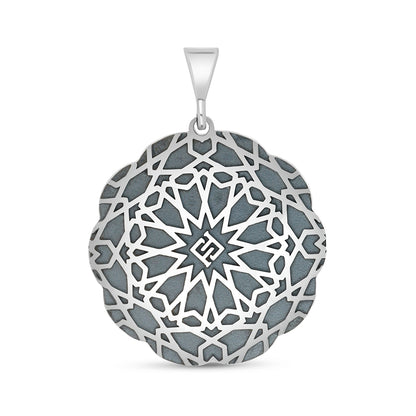 Sterling Silver 925 Islamic Pendant Oxidized