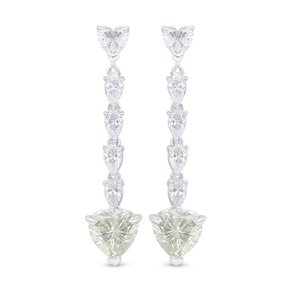 Sterling Silver 925 Earring Rhodium Plated Embedded With Diamond Zircon And White Zircon