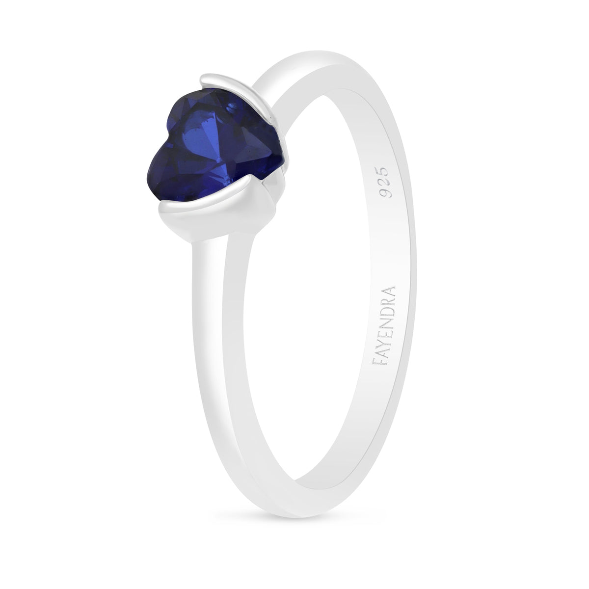 Sterling Silver 925 Ring Rhodium Plated Embedded With Sapphire Corundum