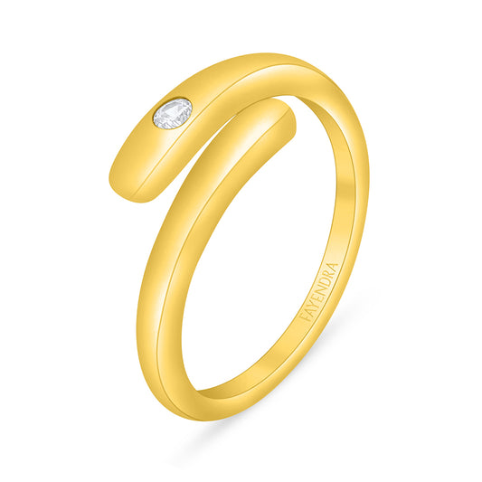 Sterling Silver 925 Ring Golden Plated Embedded With White Zircon