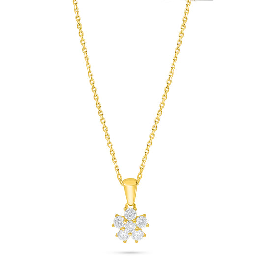Sterling Silver 925 Necklace Golden Plated Embedded With Diamond Zircon And White Zircon