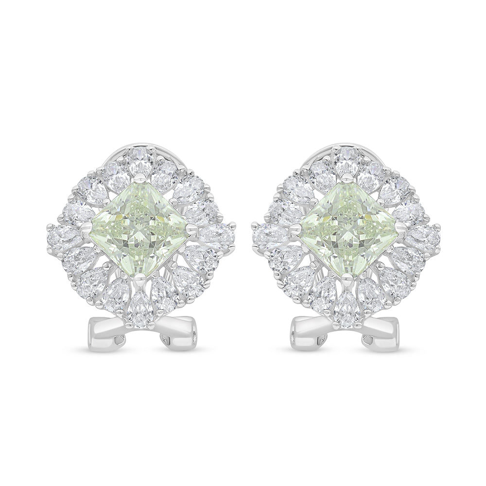 Sterling Silver 925 SET Rhodium Plated Embedded With Diamond Zircon And White Zircon