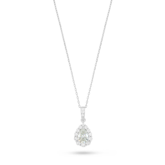 Sterling Silver 925 Necklace Rhodium Plated Embedded With Diamond Zircon And White Zircon