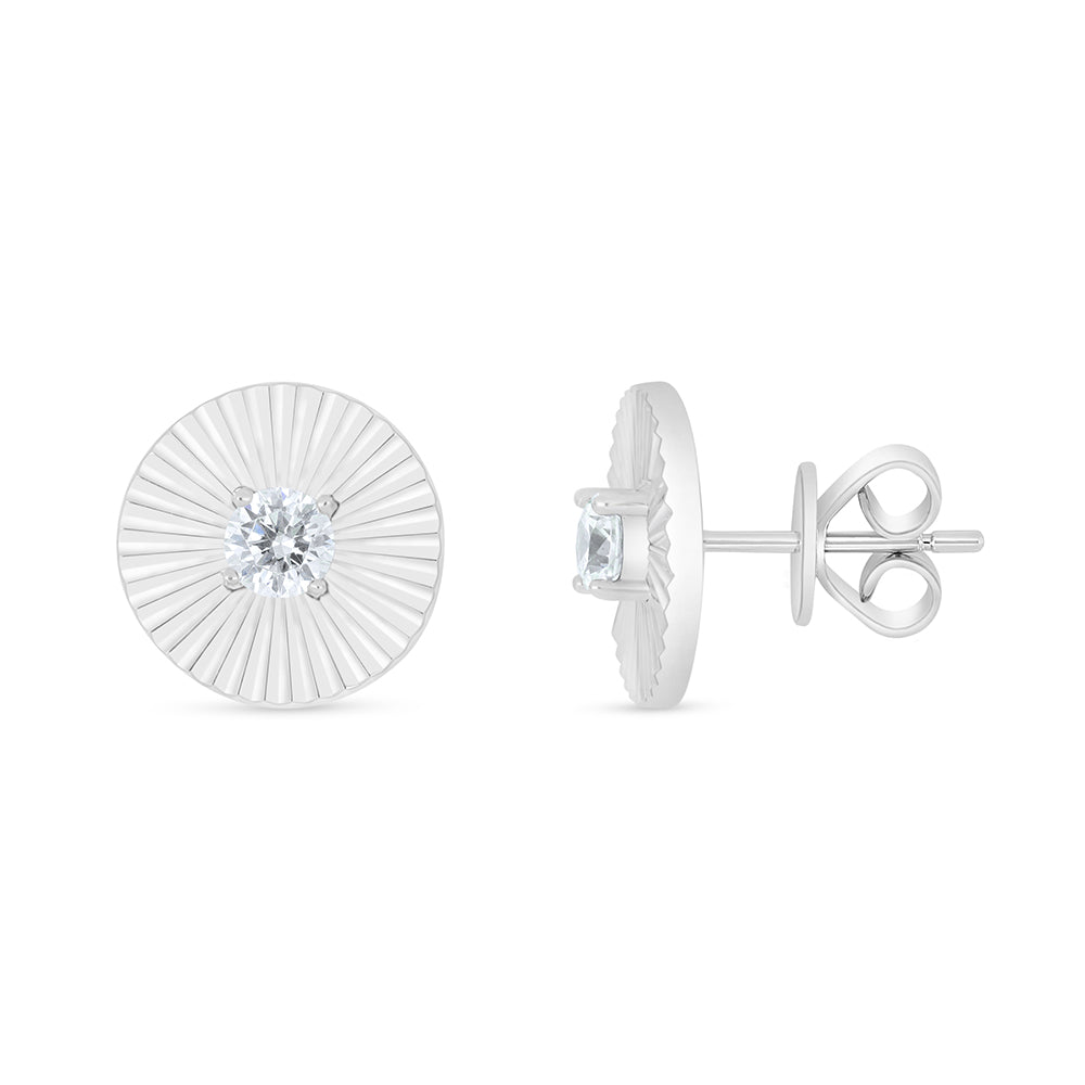 Sterling Silver 925 Earring Rhodium Plated Embedded With Diamond Zircon