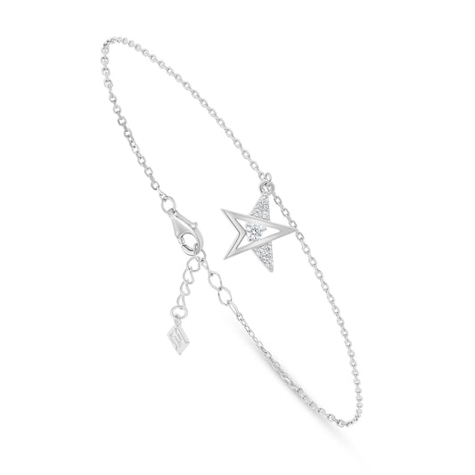 Sterling Silver 925 Bracelet Rhodium Plated Embedded With White Zircon