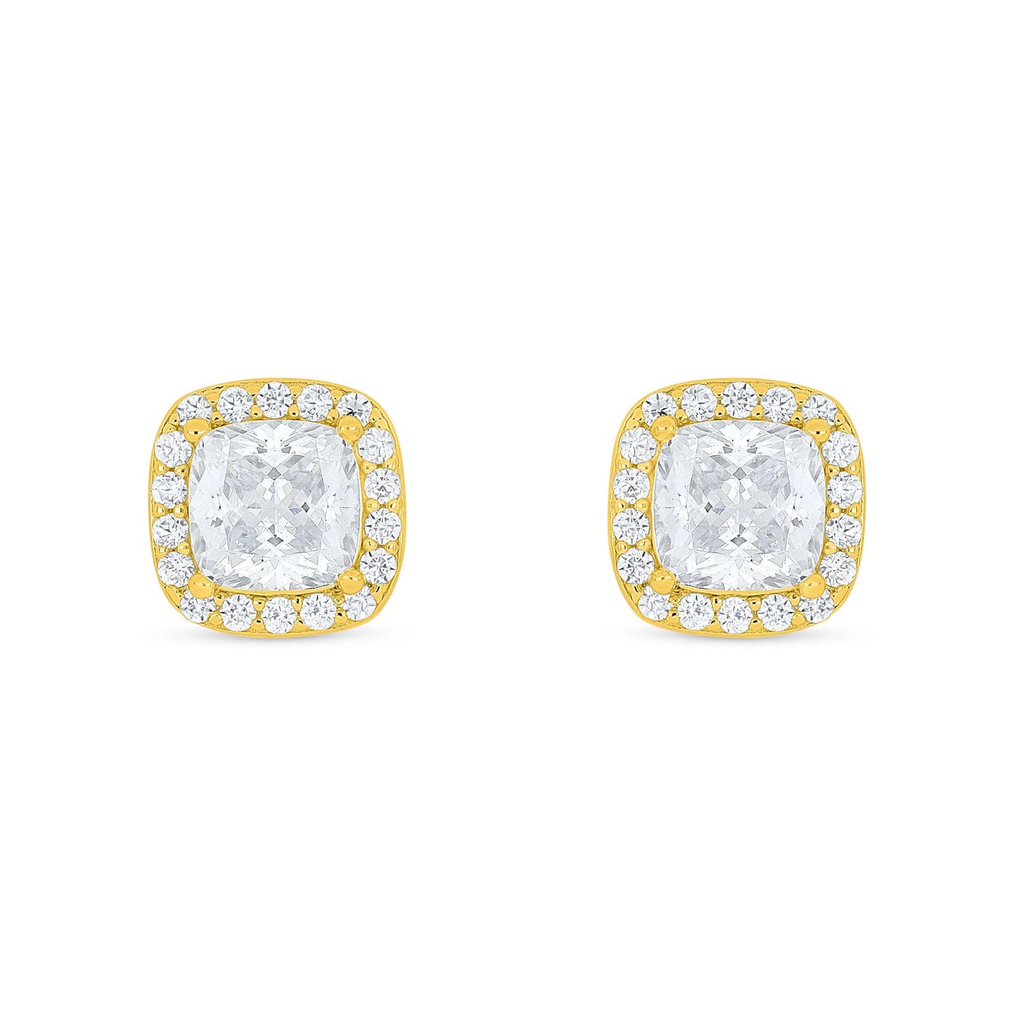 Sterling Silver 925 Earring Golden Plated Embedded With White Zircon