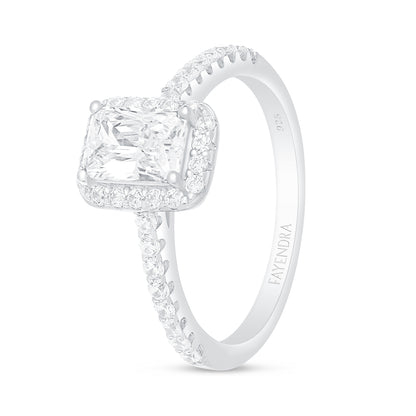 Sterling Silver 925 Ring Rhodium Plated Embedded With White Zircon