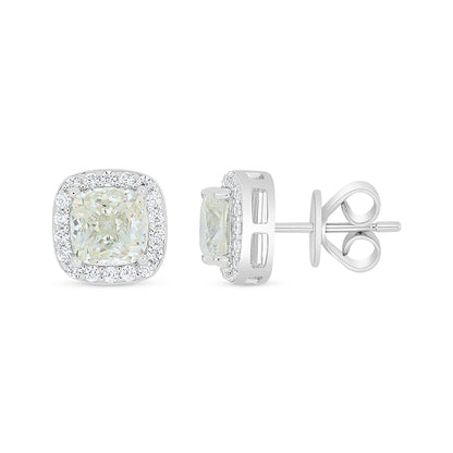 Sterling Silver 925 Earring Rhodium Plated Embedded With Diamond Zircon And White Zircon