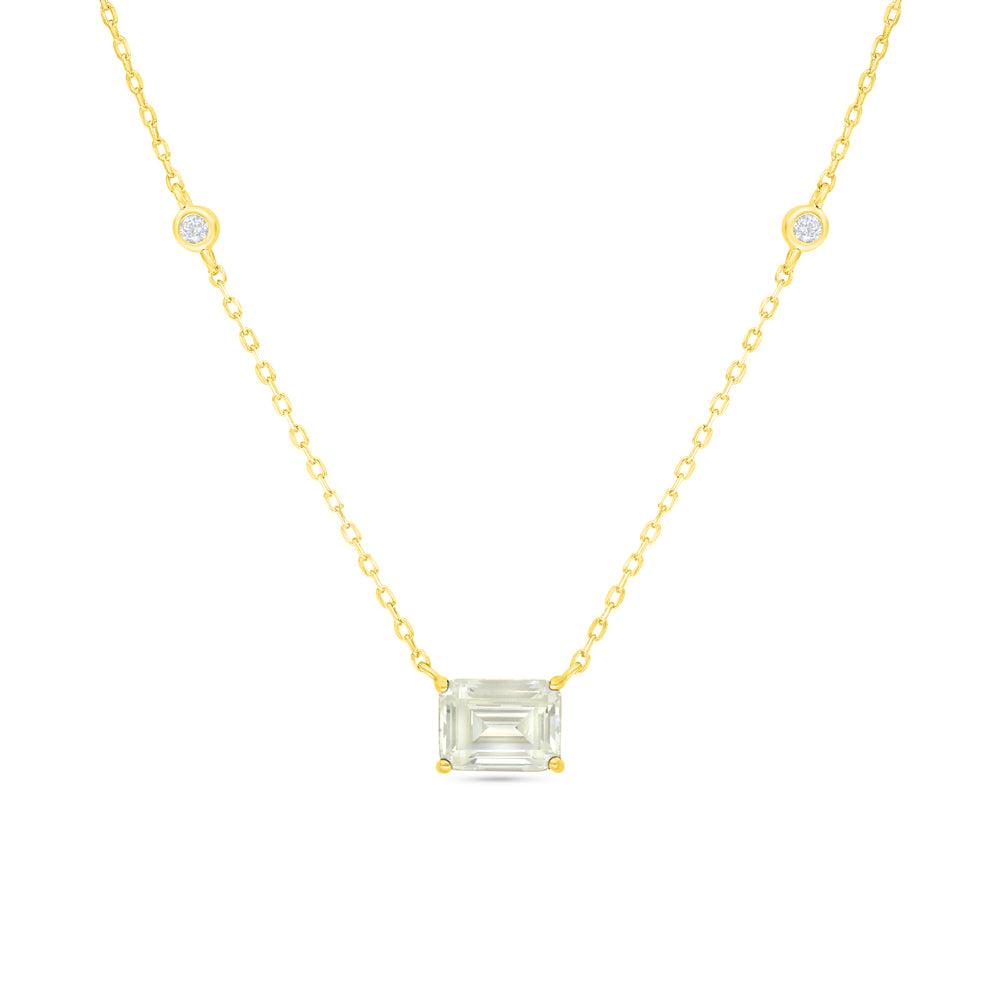 Sterling Silver 925 Necklace Golden Plated Embedded With Yellow Diamond And White Zircon