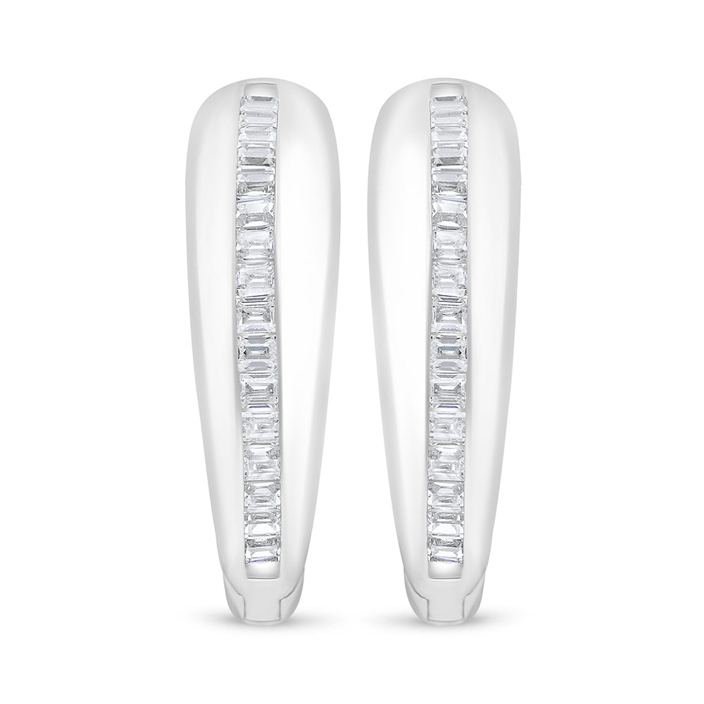 اقراط من الفضة الخالصة عيار 925 مطلي روديوم مرصع فص ابيض