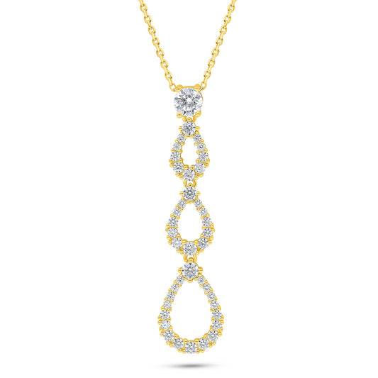 Sterling Silver 925 Necklace Golden Plated Embedded With White Zircon