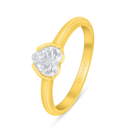 Sterling Silver 925 Ring Golden Plated Embedded With White Zircon