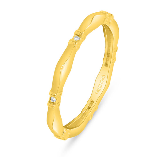 Sterling Silver 925 Ring Golden Plated Embedded With White Zircon