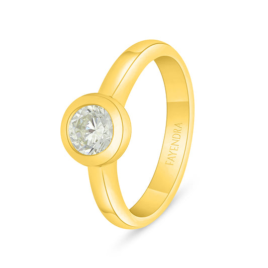 Sterling Silver 925 Ring Golden Plated  Embedded With Yellow Diamond