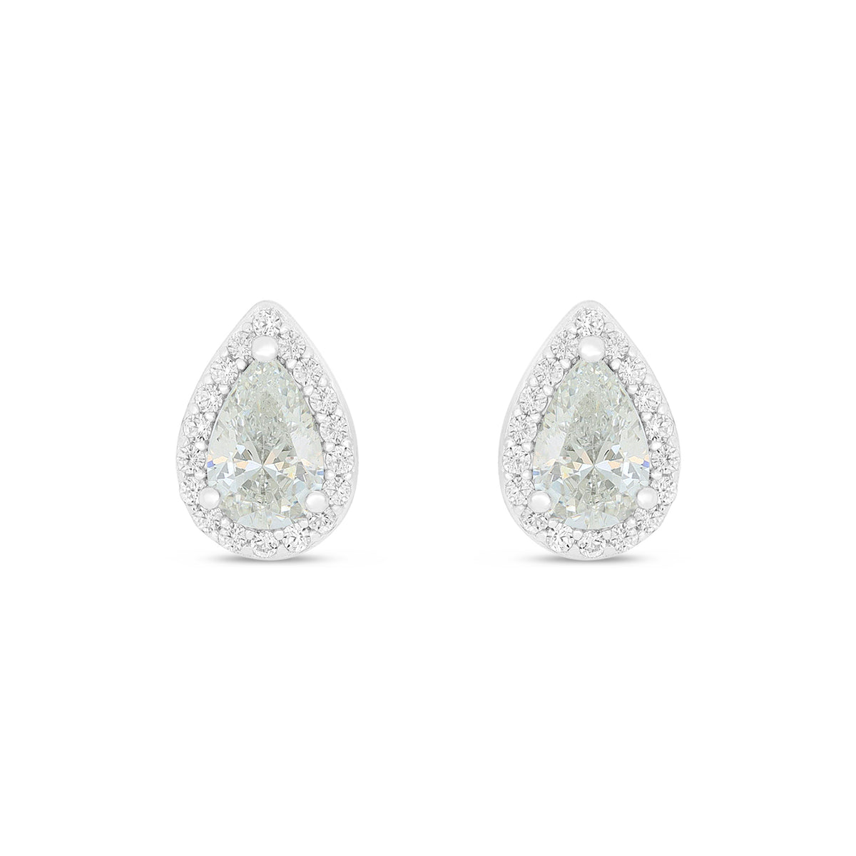 Sterling Silver 925 Earring Rhodium Plated Embedded With Diamond Zircon And White Zircon