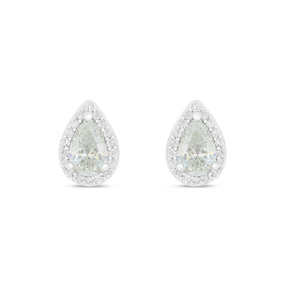 Sterling Silver 925 Earring Rhodium Plated Embedded With Diamond Zircon And White Zircon