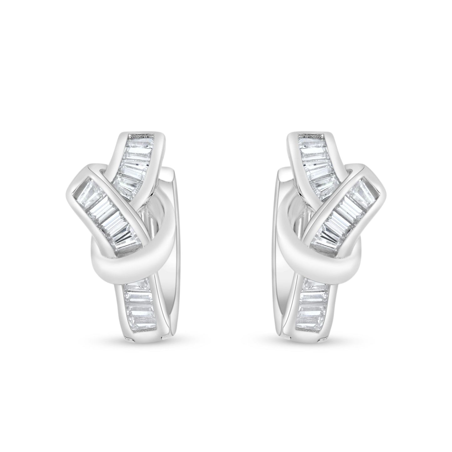 Sterling Silver 925 Earring Rhodium Plated Embedded With White Zircon