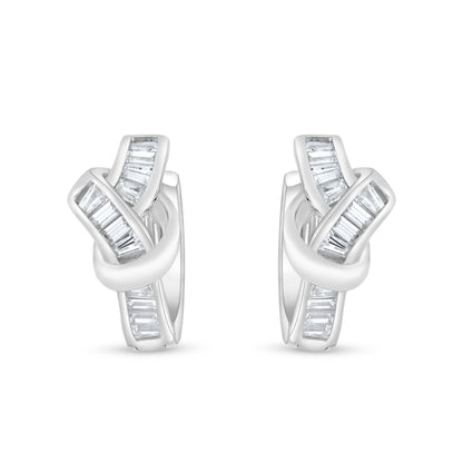 Sterling Silver 925 Earring Rhodium Plated Embedded With White Zircon