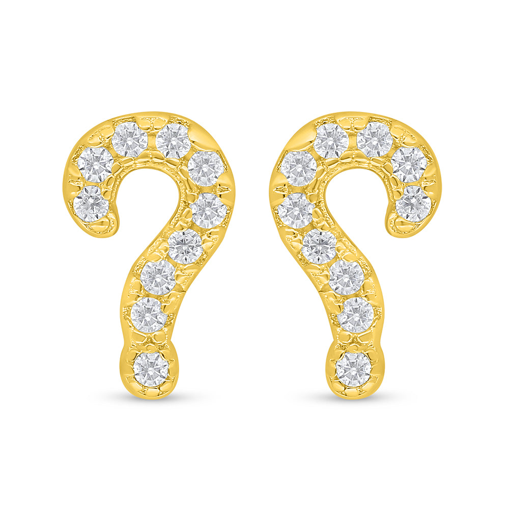 Sterling Silver 925 Earring Golden Plated Embedded With White Zircon