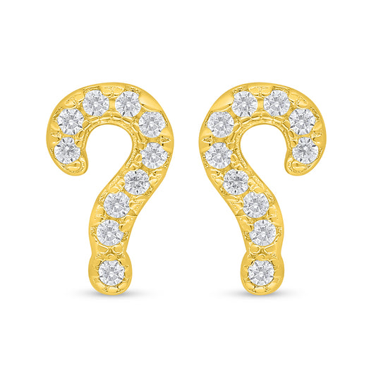 Sterling Silver 925 Earring Golden Plated Embedded With White Zircon