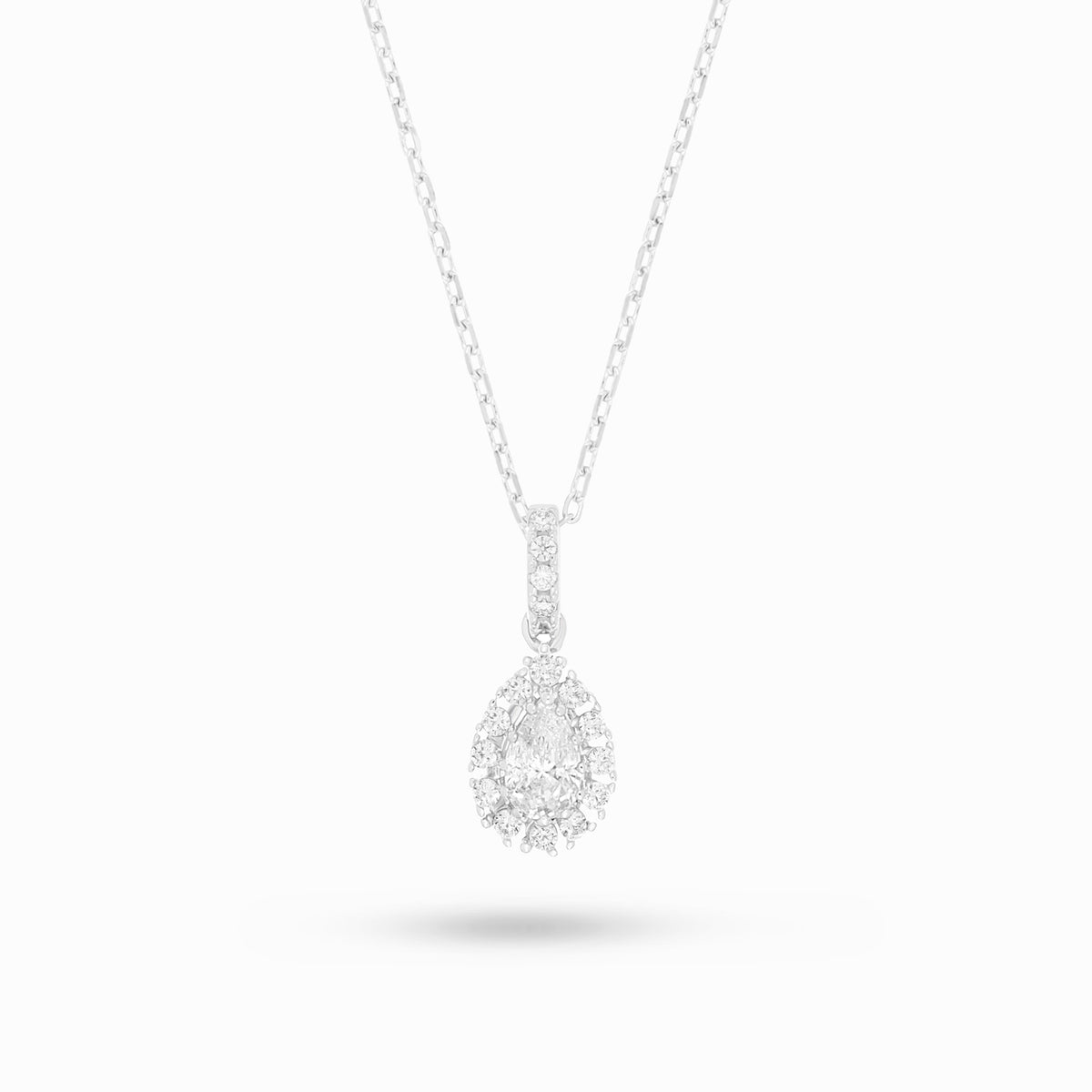 Sterling Silver 925 Necklace Rhodium Plated Embedded With Diamond Zircon And White Zircon