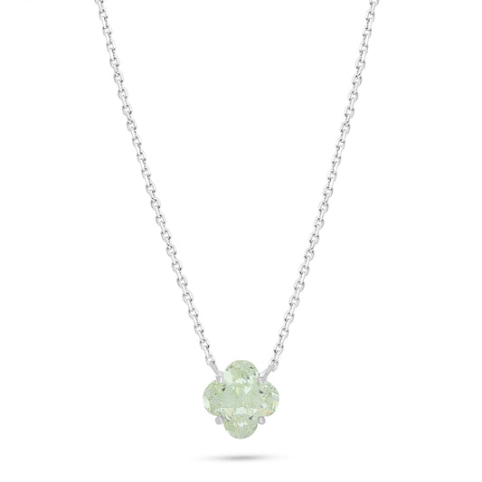 Sterling Silver 925 Necklace Rhodium Plated Embedded With Diamond Zircon