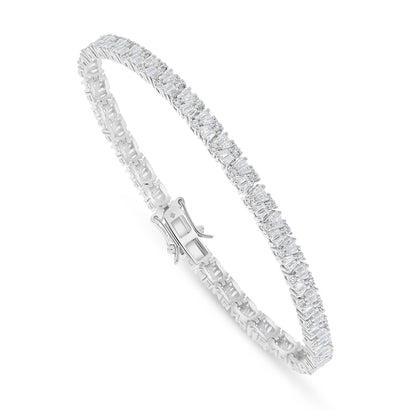 Sterling Silver 925 Bracelet Rhodium Plated Embedded With White Zircon