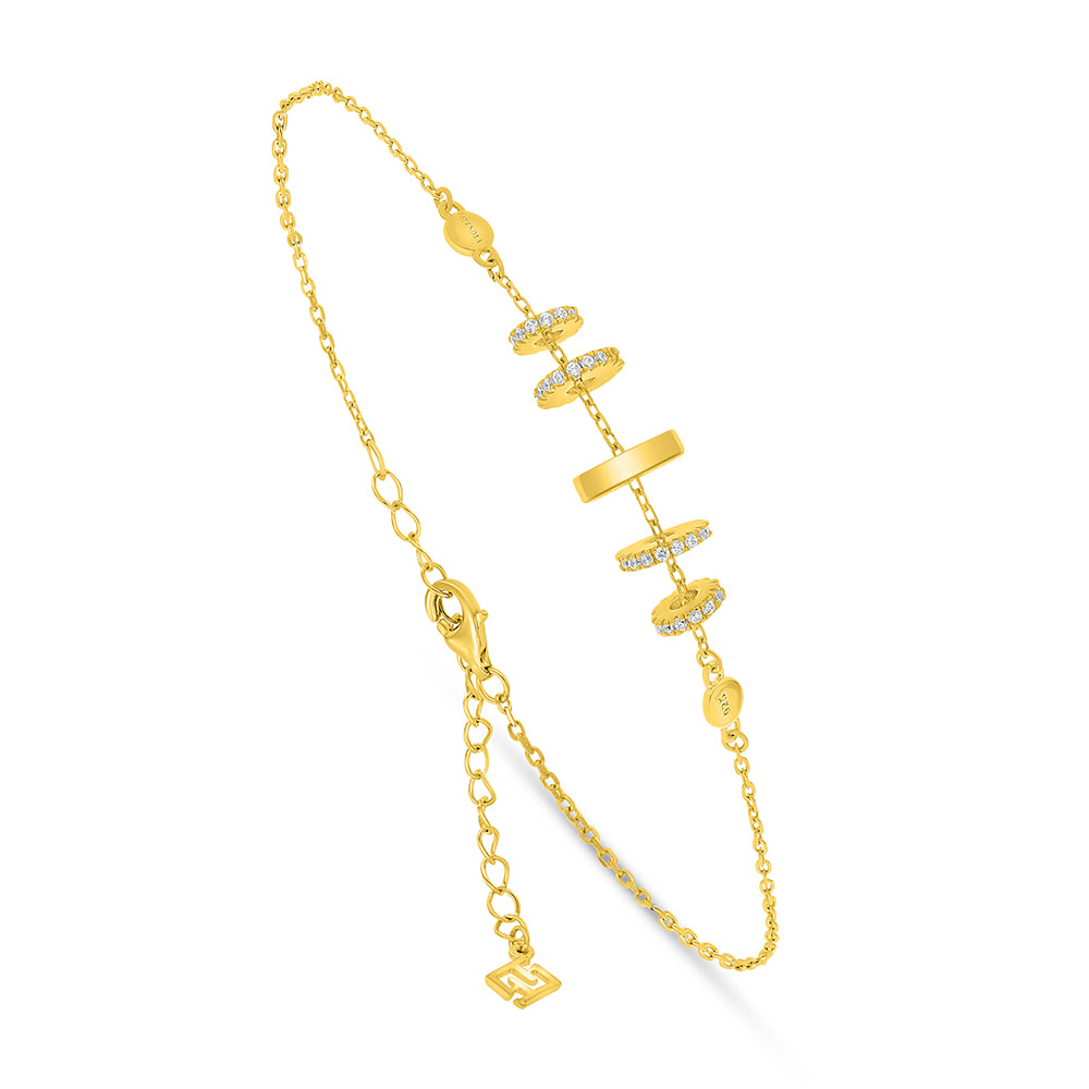 Sterling Silver 925 Bracelet Golden Plated Embedded With White Zircon