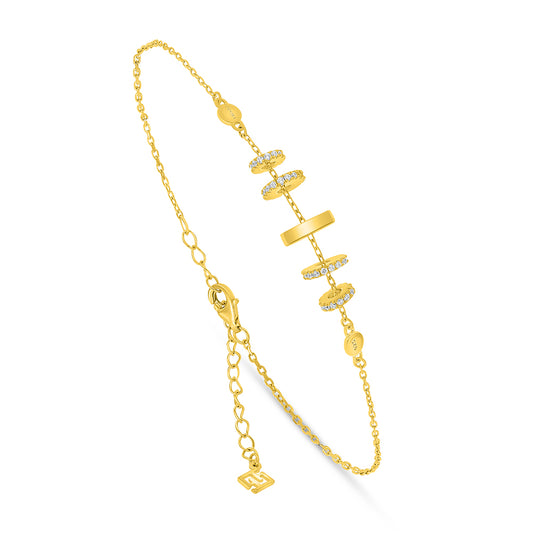 Sterling Silver 925 Bracelet Golden Plated Embedded With White Zircon