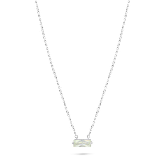 Sterling Silver 925 Necklace Rhodium Plated Embedded With Diamond Zircon