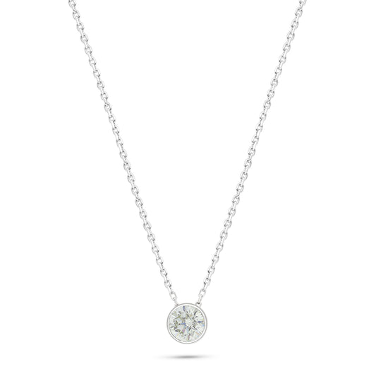 Sterling Silver 925 Necklace Rhodium Plated Embedded With Diamond Zircon